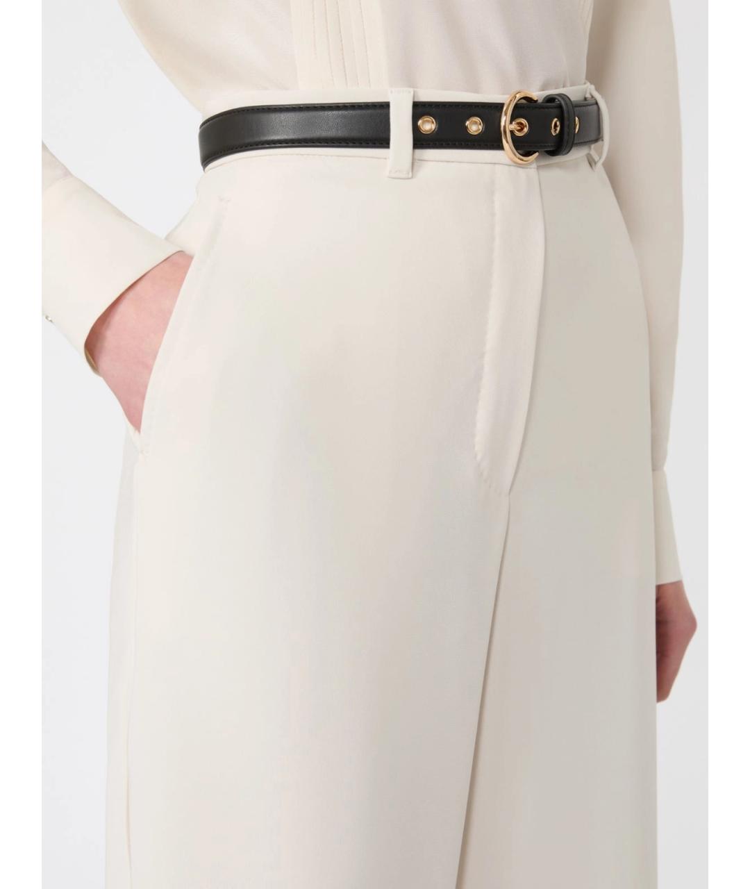 MAX MARA STUDIO Белые ацетатные брюки широкие, фото 5