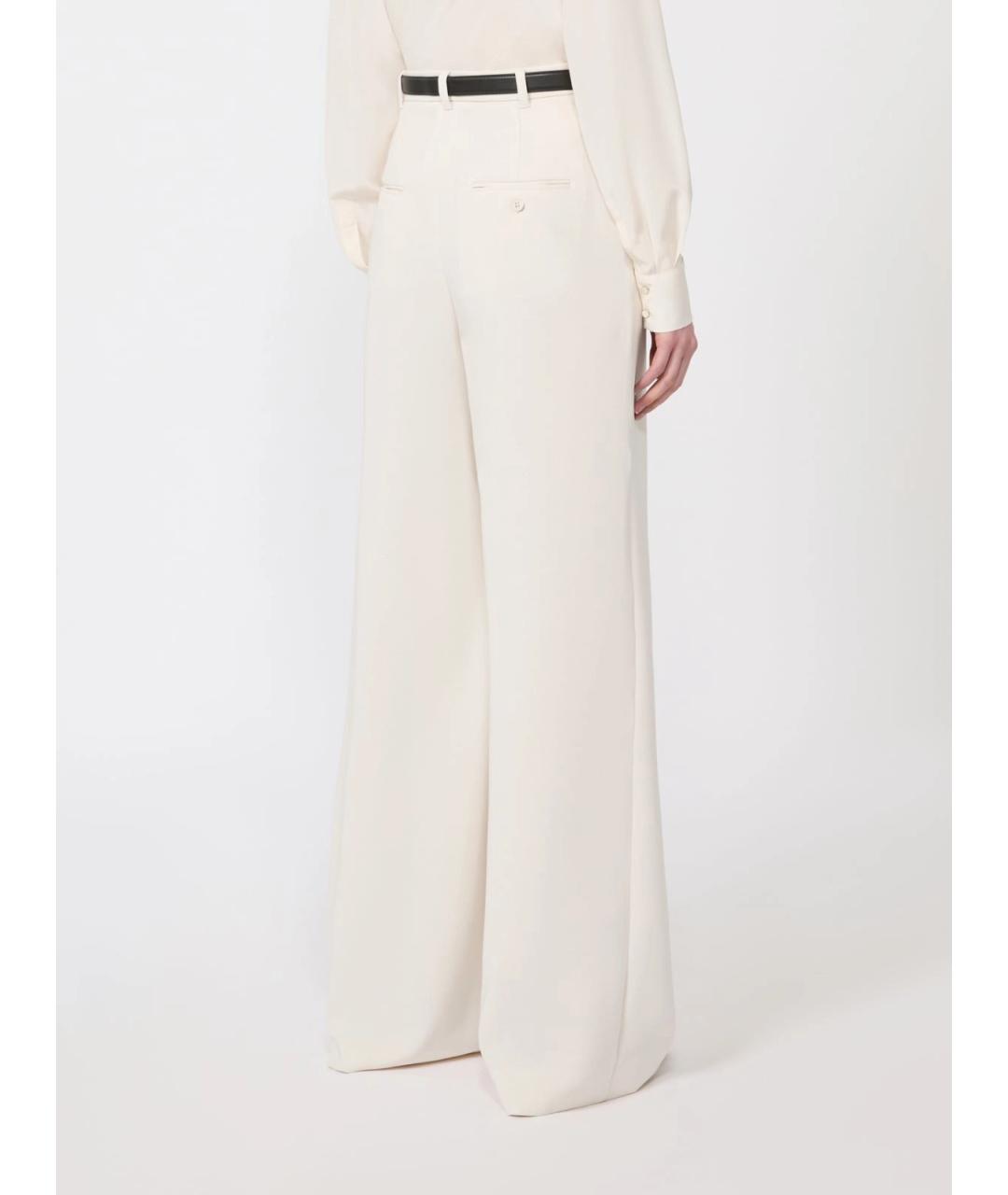 MAX MARA STUDIO Белые ацетатные брюки широкие, фото 4