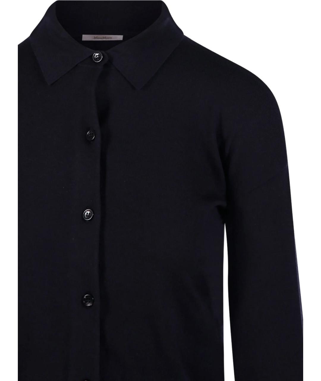 MAX MARA Темно-синий шерстяной кардиган, фото 4
