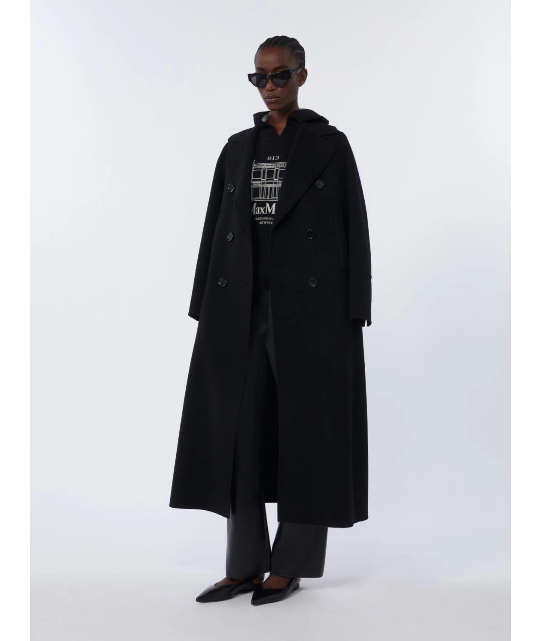 'S MAX MARA Черное шерстяное пальто, фото 2