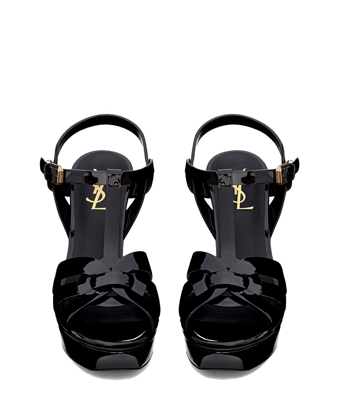 SAINT LAURENT Черные кожаные босоножки, фото 2