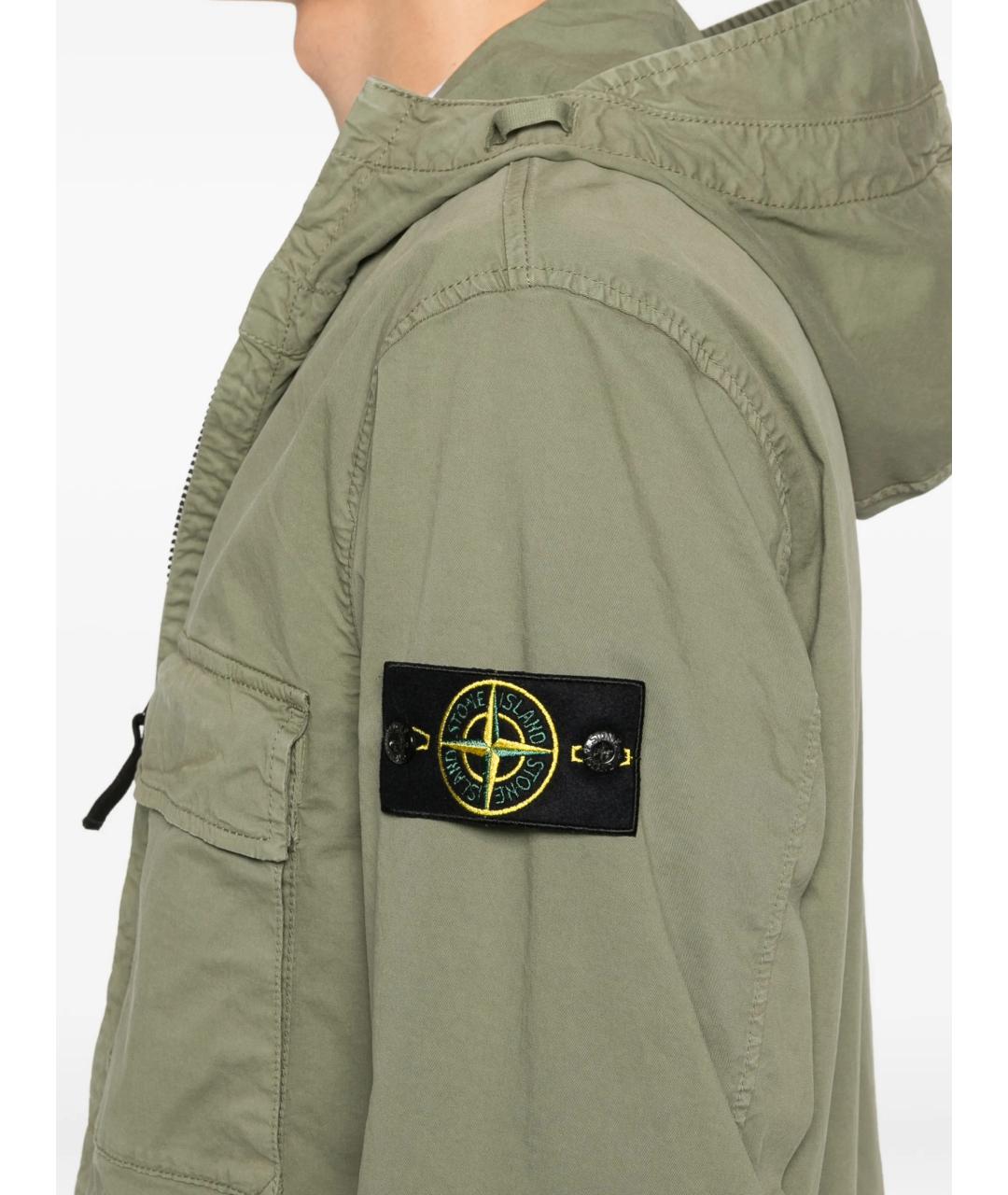 STONE ISLAND Зеленая хлопко-эластановая куртка, фото 5