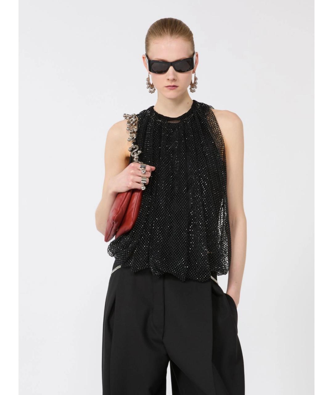 SPORTMAX Черная полиэстеровая блузы, фото 5