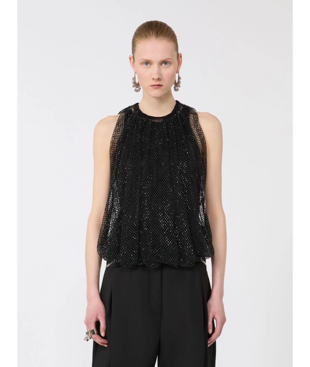 SPORTMAX Черная полиэстеровая блузы, фото 3