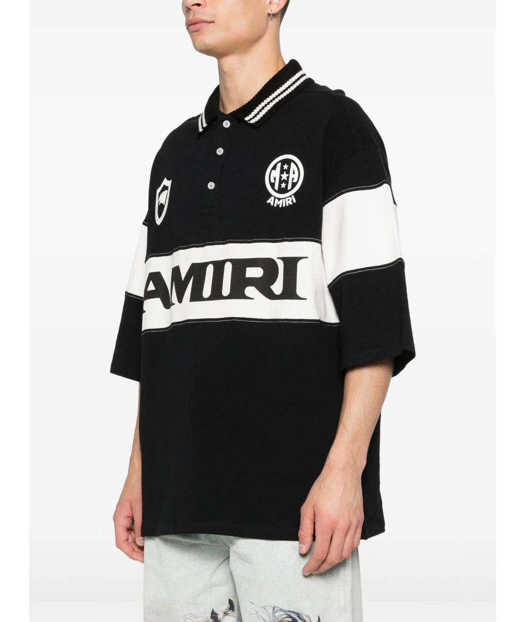 AMIRI Черное хлопковое поло с коротким рукавом, фото 3