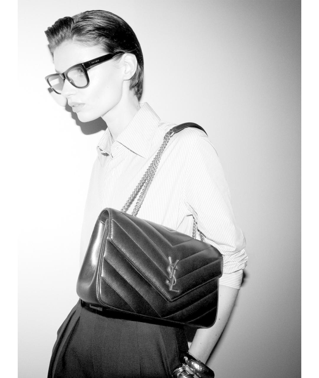 SAINT LAURENT Черная кожаная сумка через плечо, фото 7