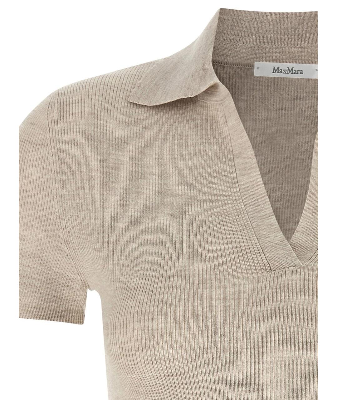 MAX MARA Бежевая шерстяная футболка, фото 3