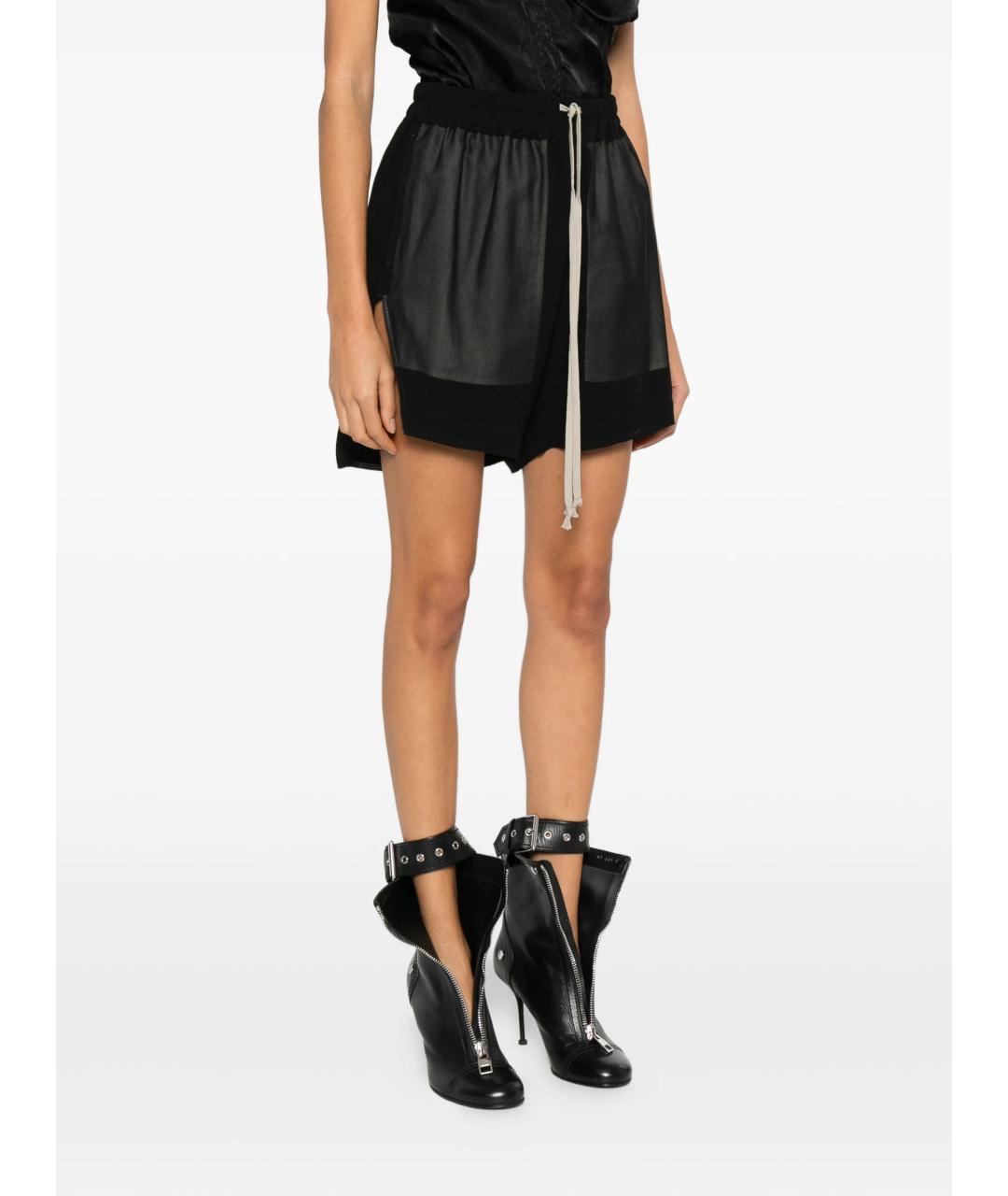 RICK OWENS Черные шелковые шорты, фото 3