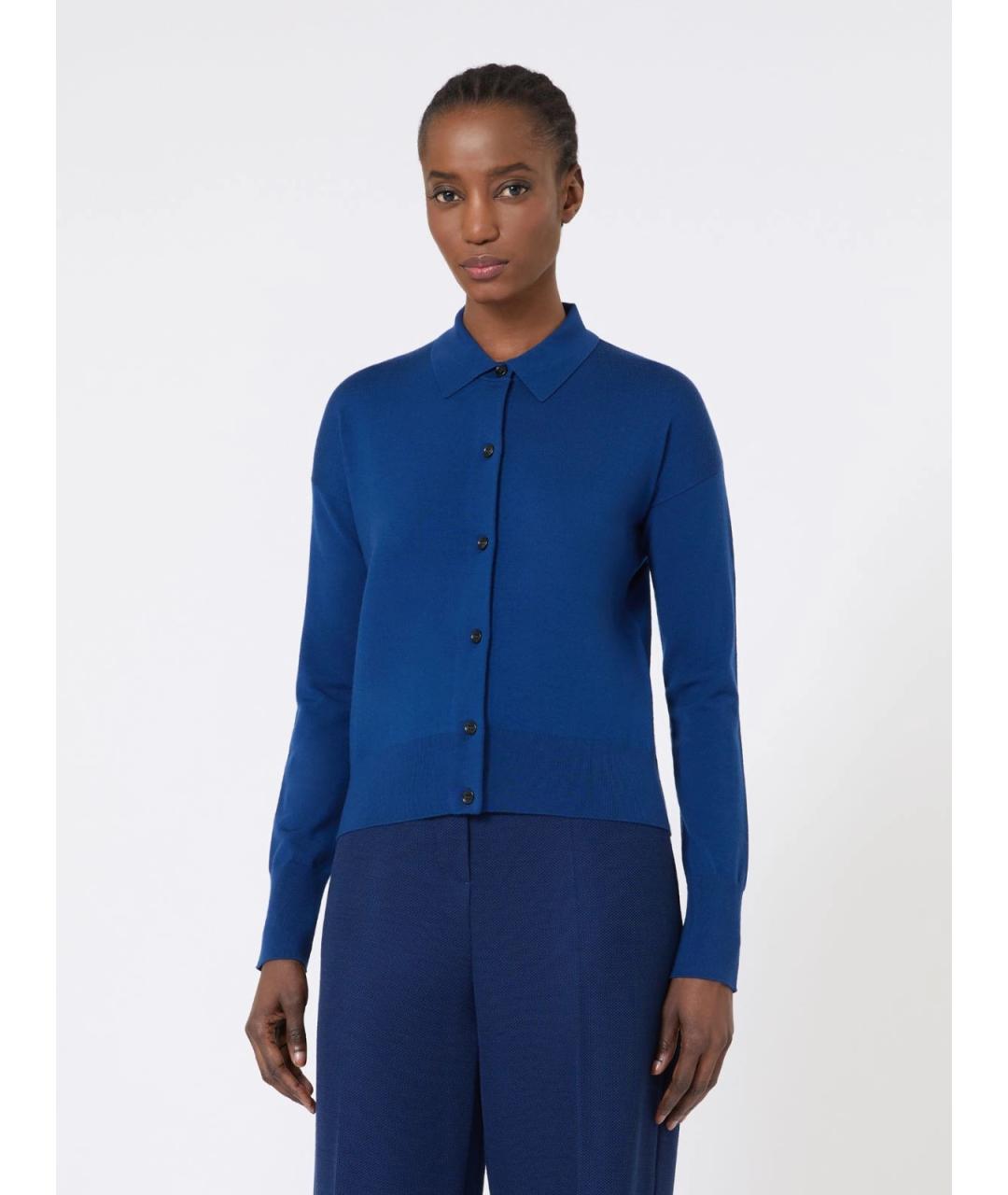 MAX MARA Синий шерстяной кардиган, фото 3