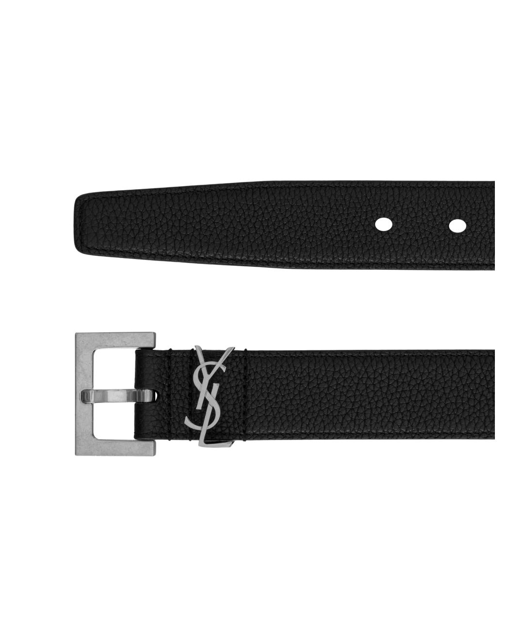 SAINT LAURENT Черный кожаный ремень, фото 2