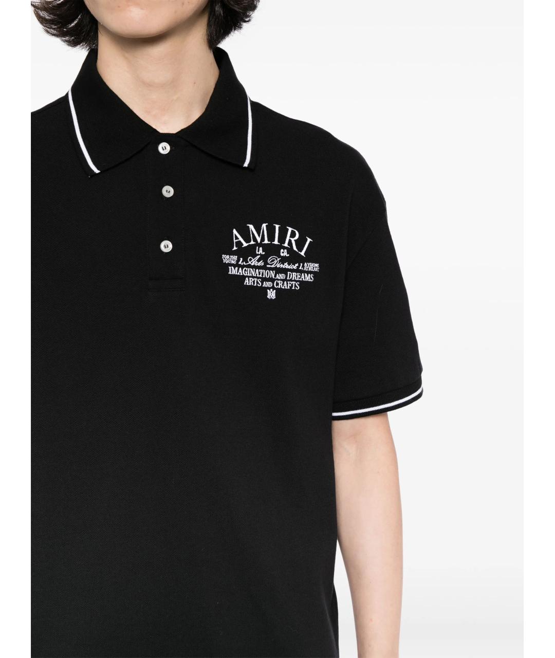 AMIRI Черное хлопковое поло с коротким рукавом, фото 5