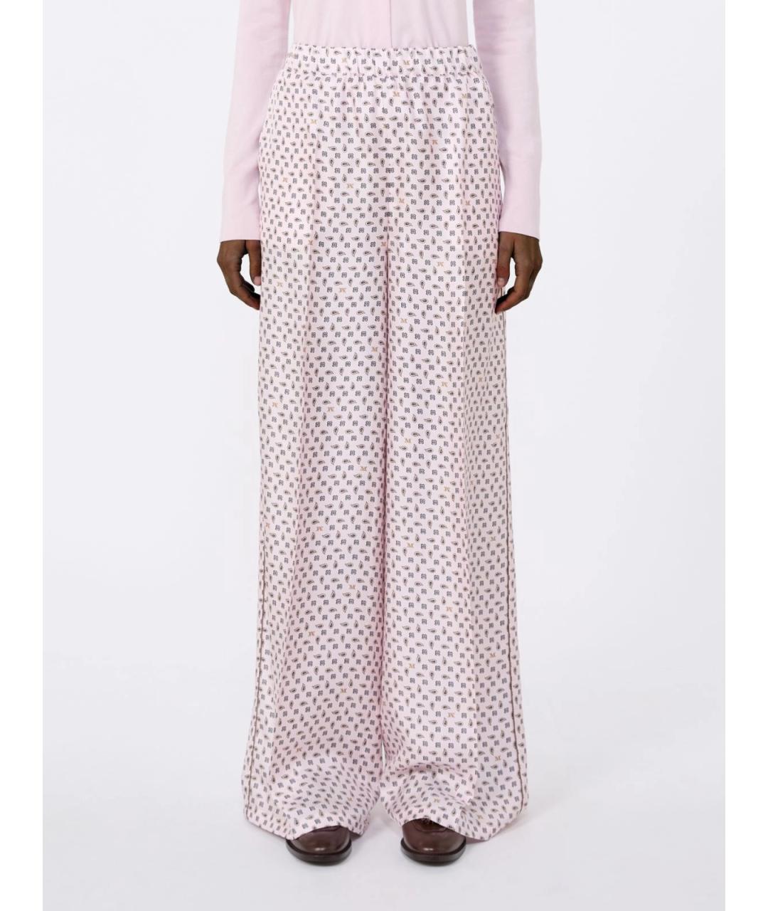 MAX MARA Розовые шелковые прямые брюки, фото 3