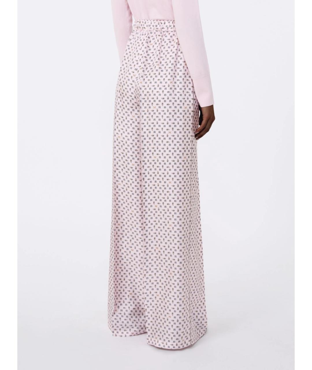 MAX MARA Розовые шелковые прямые брюки, фото 4