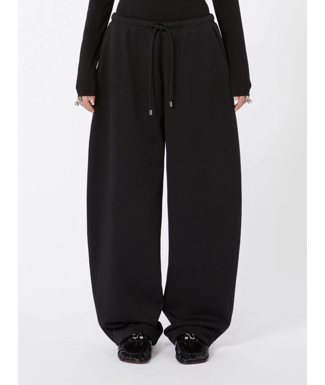 SPORTMAX Черные хлопковые прямые брюки, фото 3