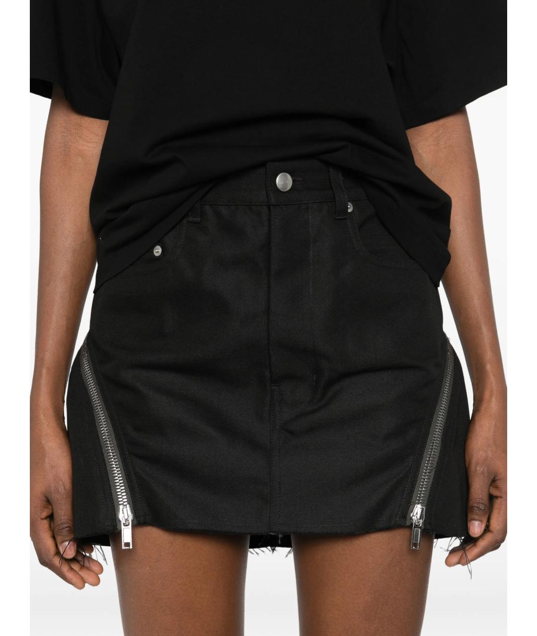 RICK OWENS Черная хлопковая юбка мини, фото 5
