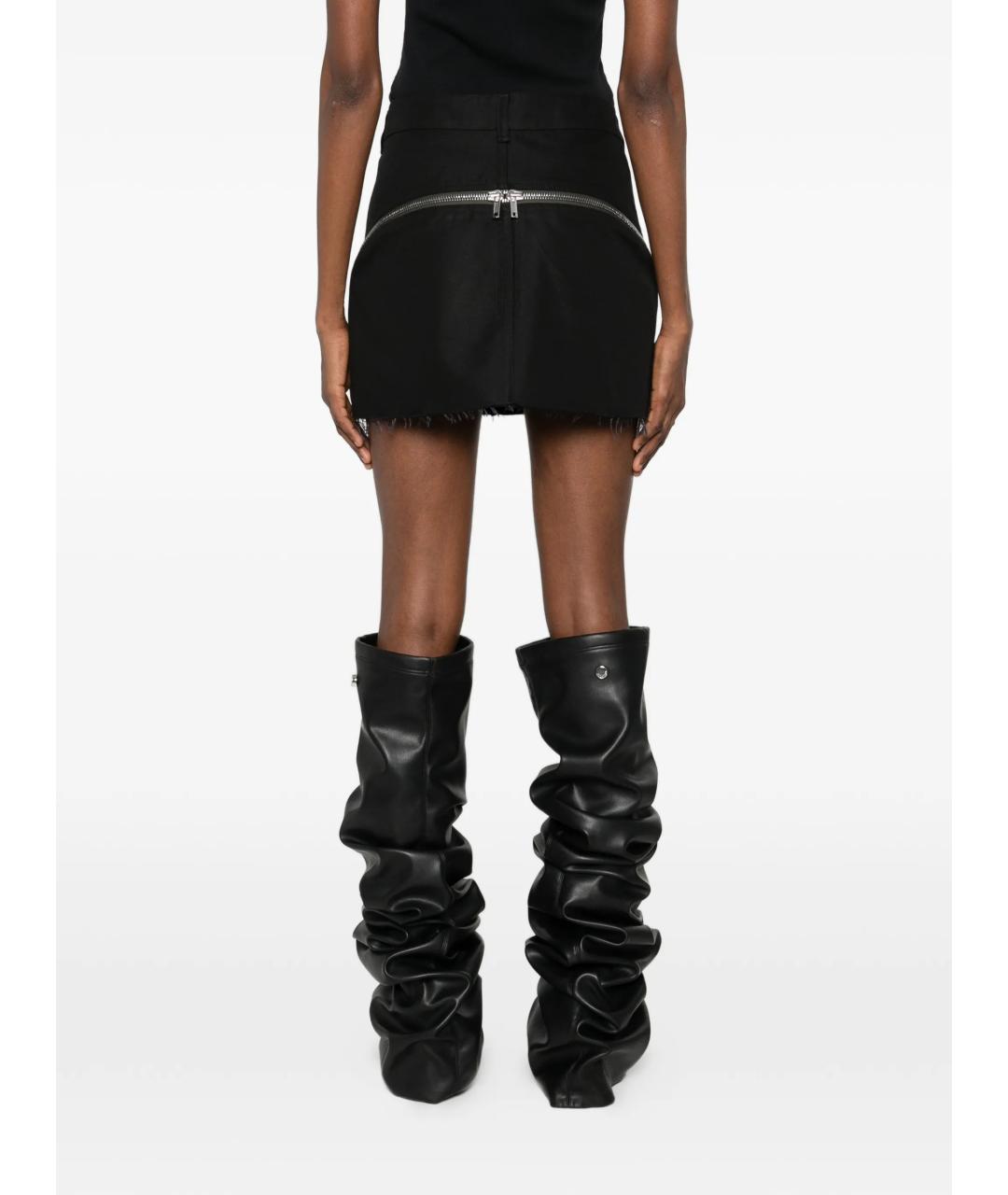 RICK OWENS Черная хлопковая юбка мини, фото 4