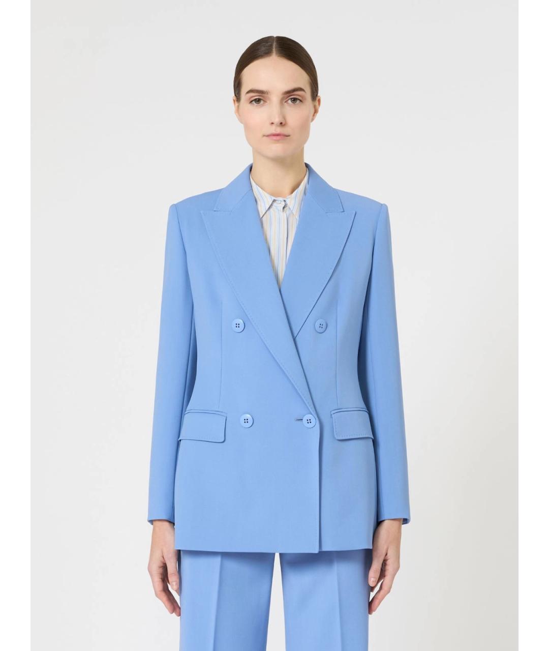 MAX MARA STUDIO Голубой шерстяной жакет/пиджак, фото 3