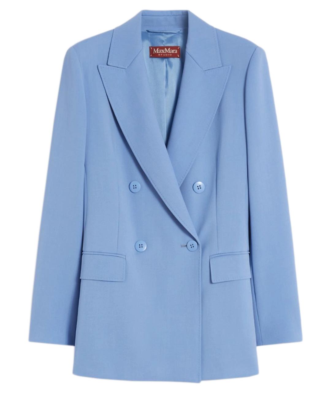 MAX MARA STUDIO Голубой шерстяной жакет/пиджак, фото 1