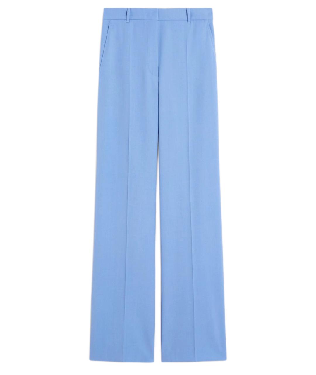 MAX MARA STUDIO Голубые шерстяные прямые брюки, фото 1