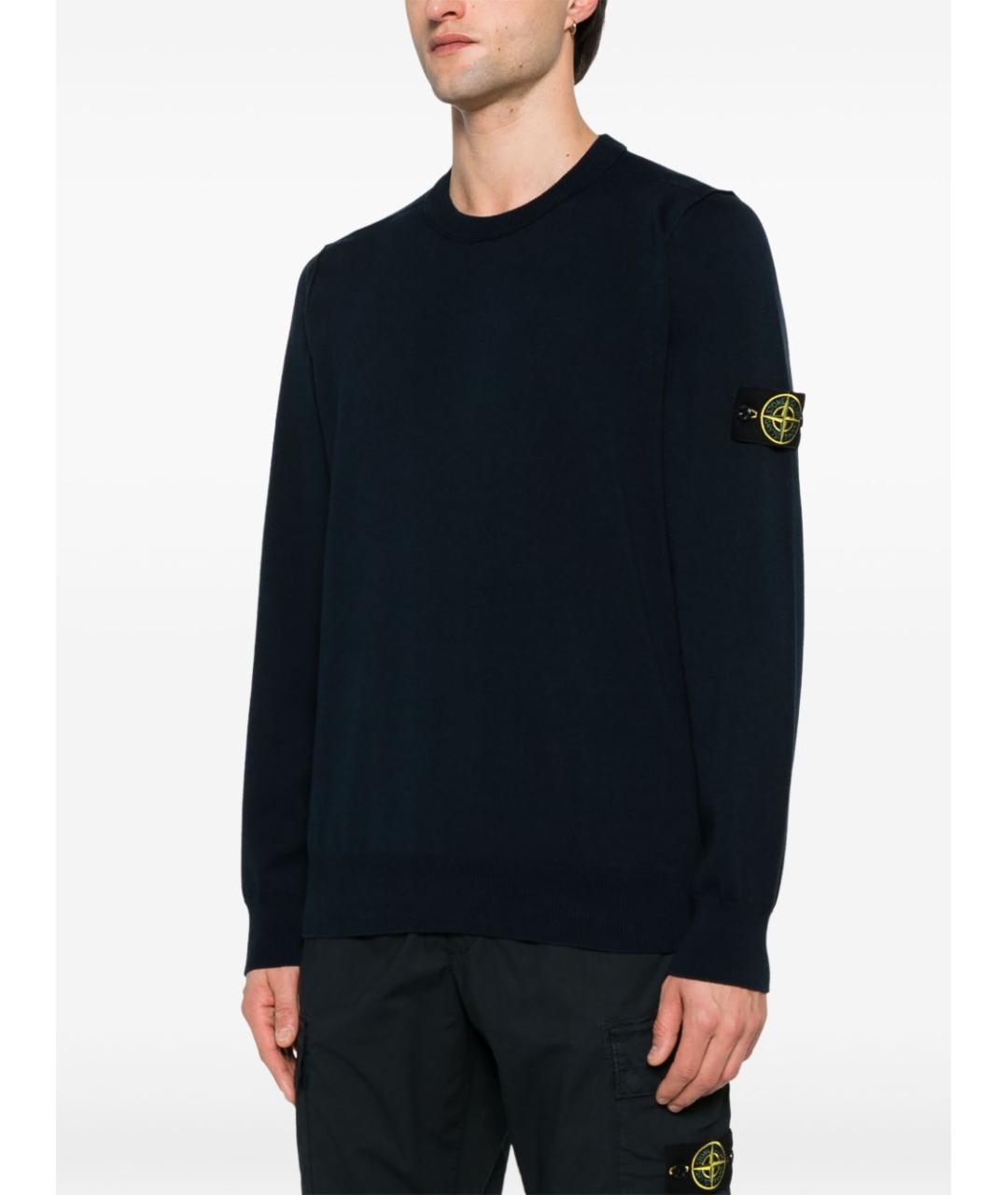 STONE ISLAND Темно-синий хлопковый джемпер / свитер, фото 3