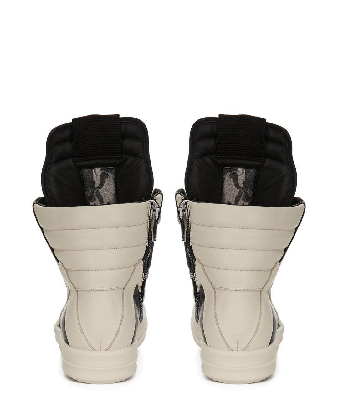 RICK OWENS Черные кожаные высокие кроссовки / кеды, фото 4