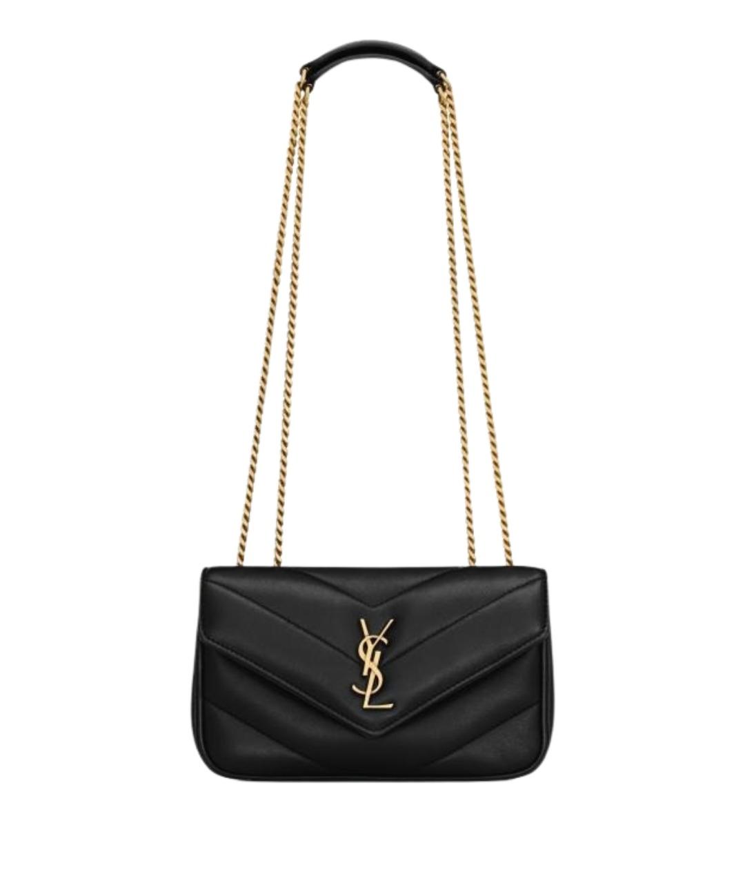SAINT LAURENT Черная кожаная сумка через плечо, фото 1