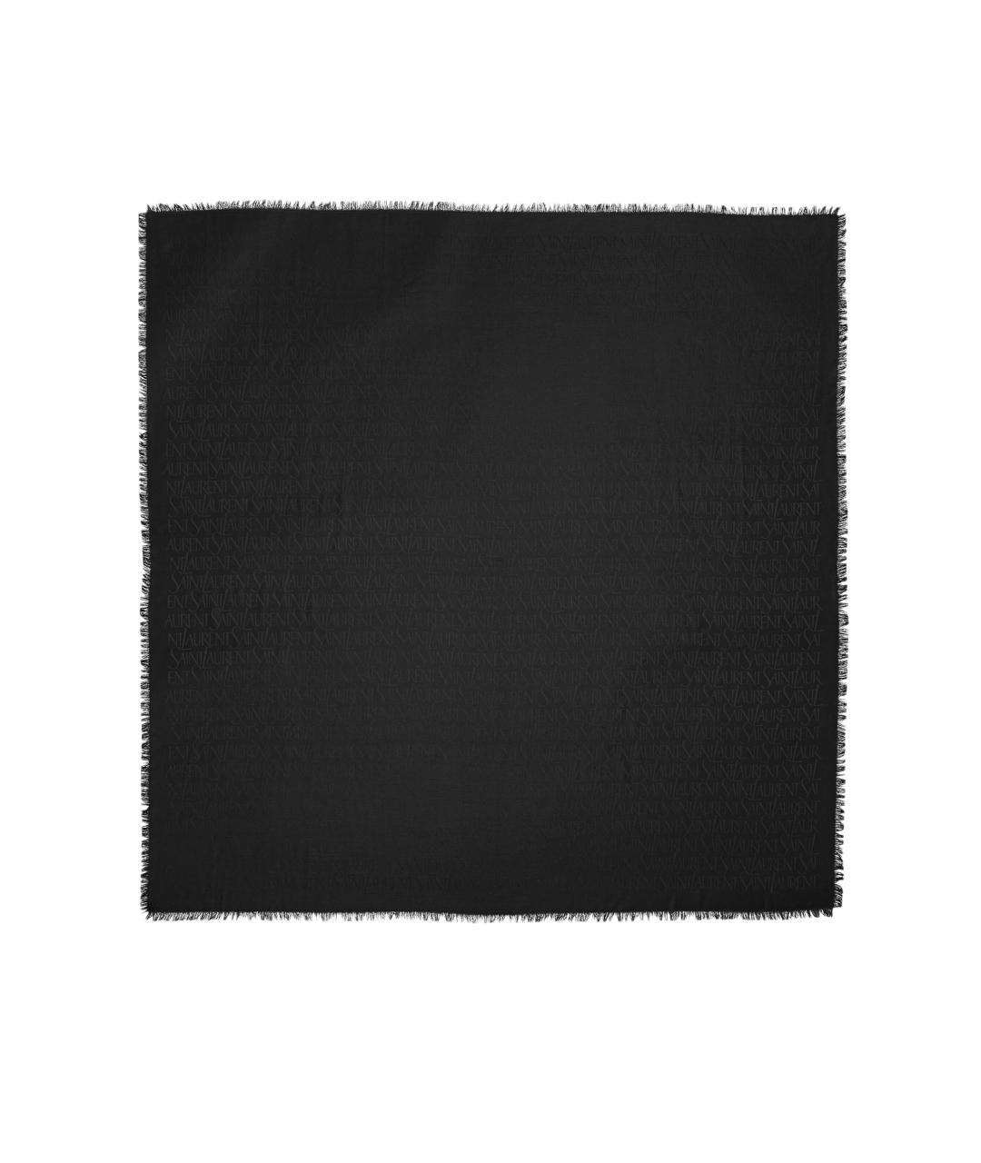SAINT LAURENT Черный шелковый шарф, фото 3