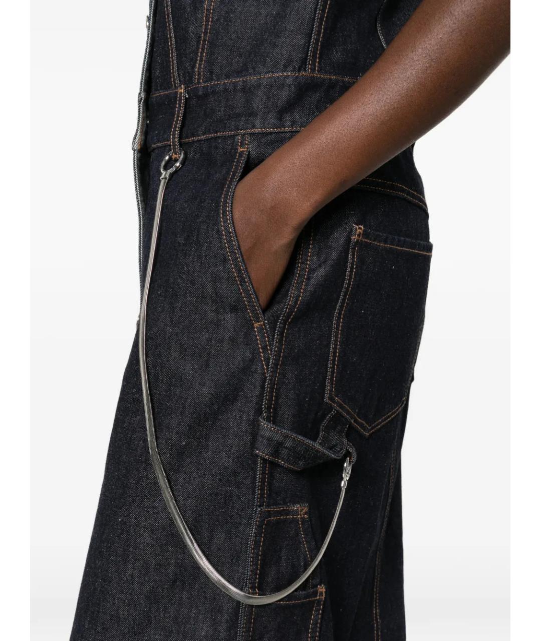 SPORTMAX Темно-синее хлопковое повседневное платье, фото 5