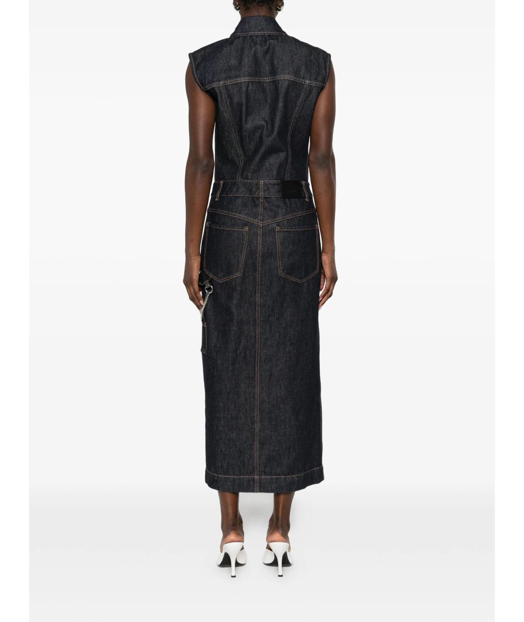 SPORTMAX Темно-синее хлопковое повседневное платье, фото 4