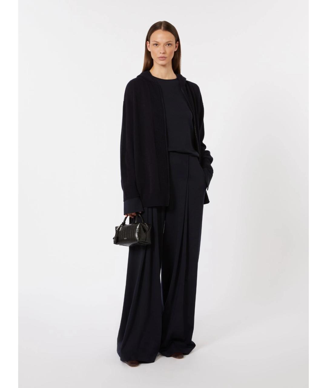 MAX MARA Синие шерстяные прямые брюки, фото 2