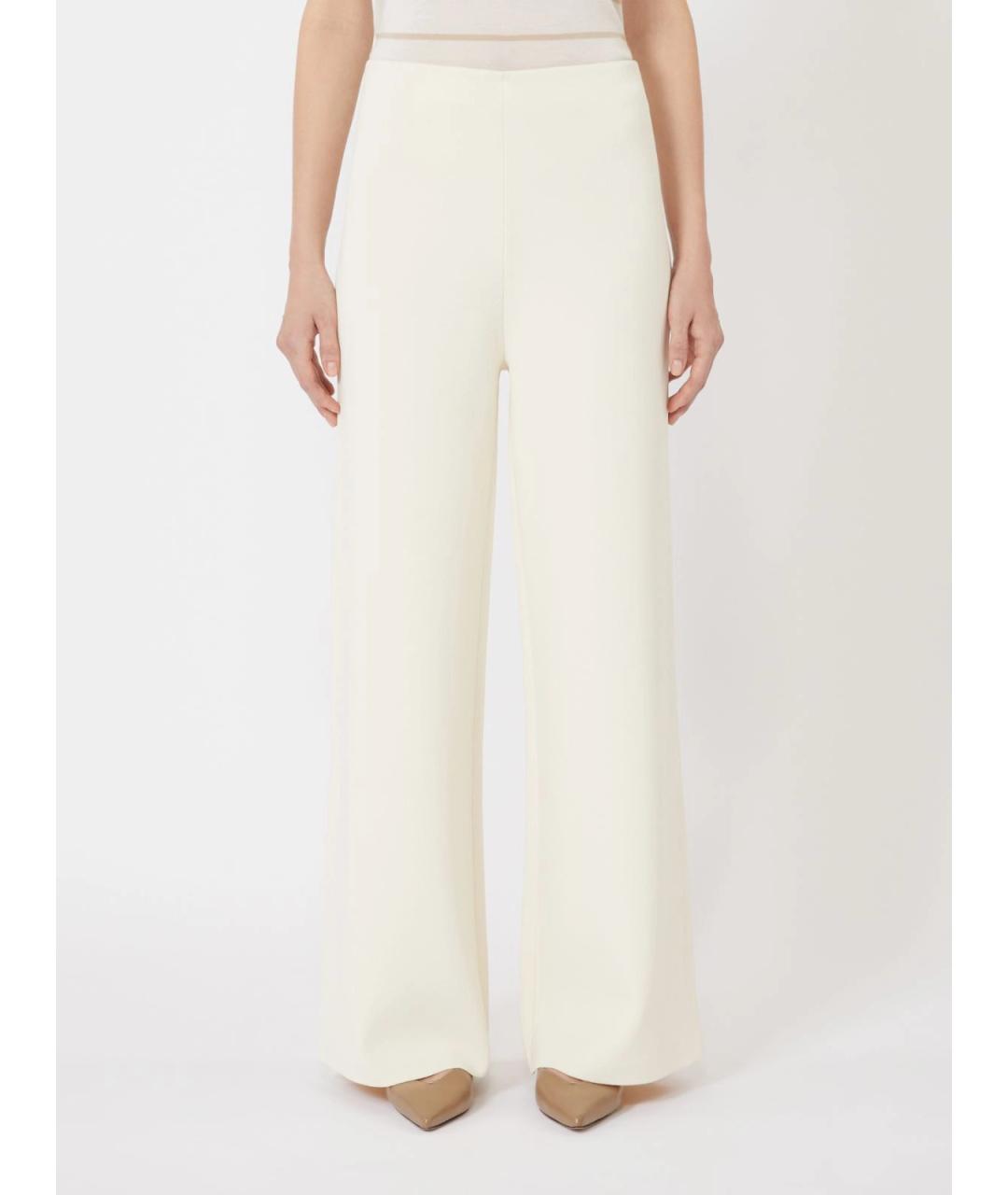 MAX MARA Белые вискозные прямые брюки, фото 3