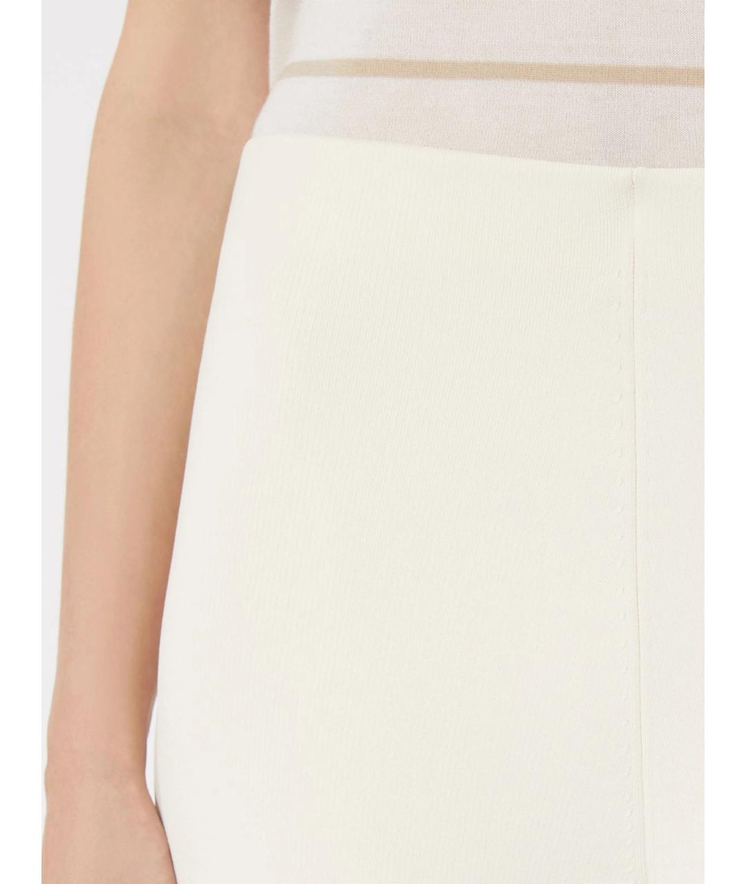 MAX MARA Белые вискозные прямые брюки, фото 4