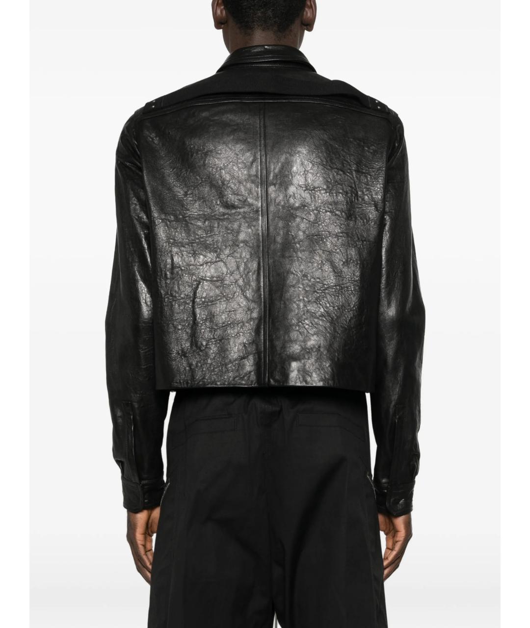 RICK OWENS Черная кожаная куртка, фото 4