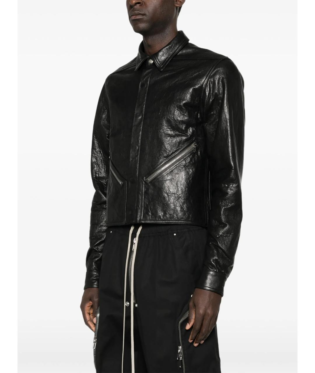 RICK OWENS Черная кожаная куртка, фото 3