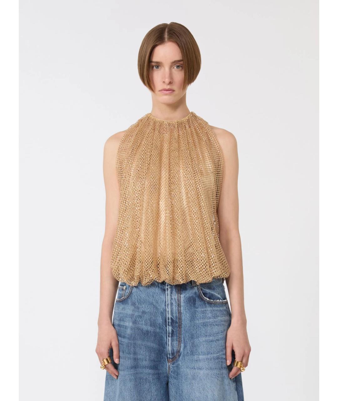 SPORTMAX Бежевая полиэстеровая блузы, фото 3