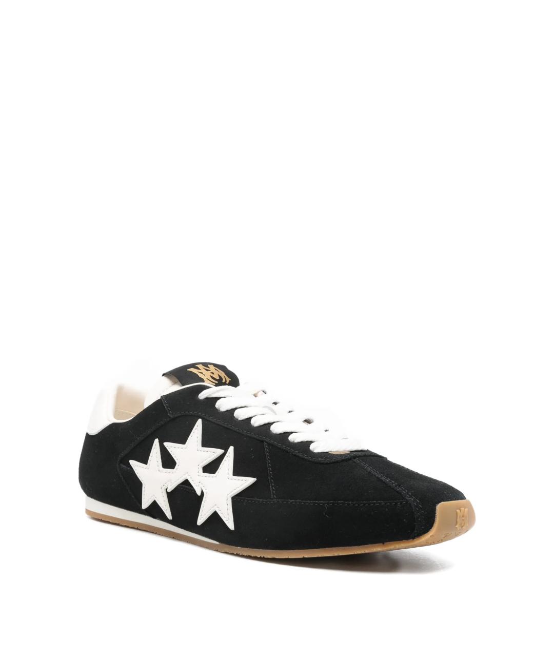 AMIRI Черные кожаные низкие кроссовки / кеды, фото 2