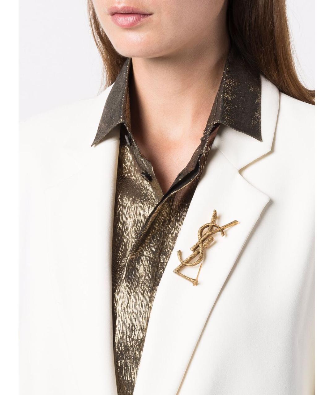 SAINT LAURENT Золотая латунная булавка / брошь, фото 2