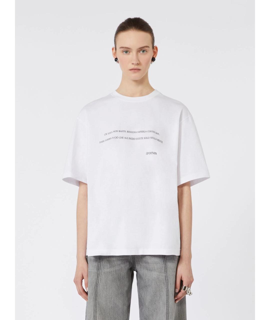 SPORTMAX Белая хлопковая футболка, фото 3