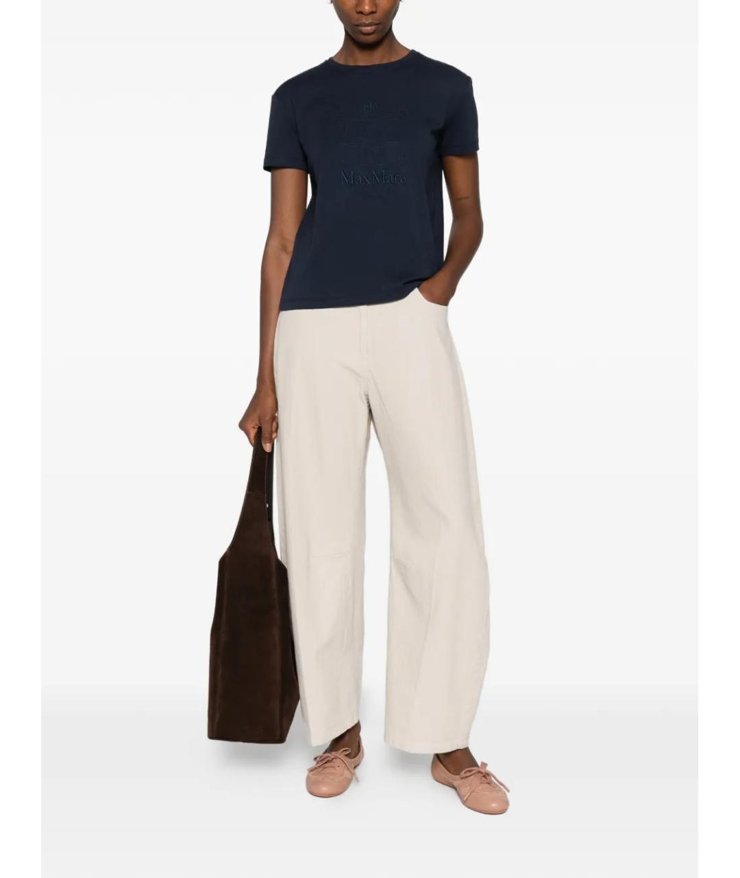 'S MAX MARA Синяя хлопковая футболка, фото 2