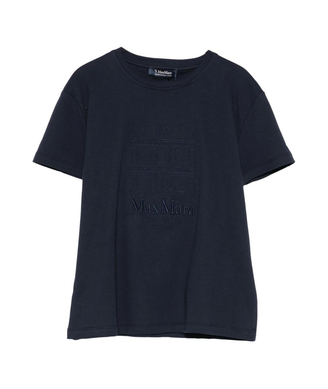 'S MAX MARA Синяя хлопковая футболка, фото 1
