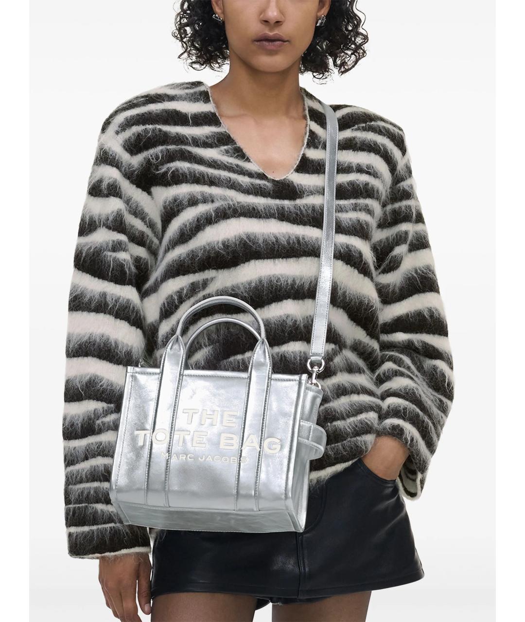 MARC JACOBS Серебряная кожаная сумка тоут, фото 2