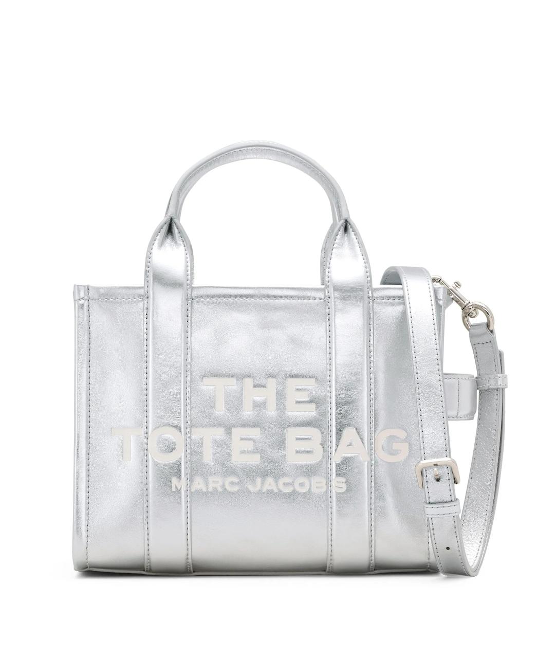 MARC JACOBS Серебряная кожаная сумка тоут, фото 1