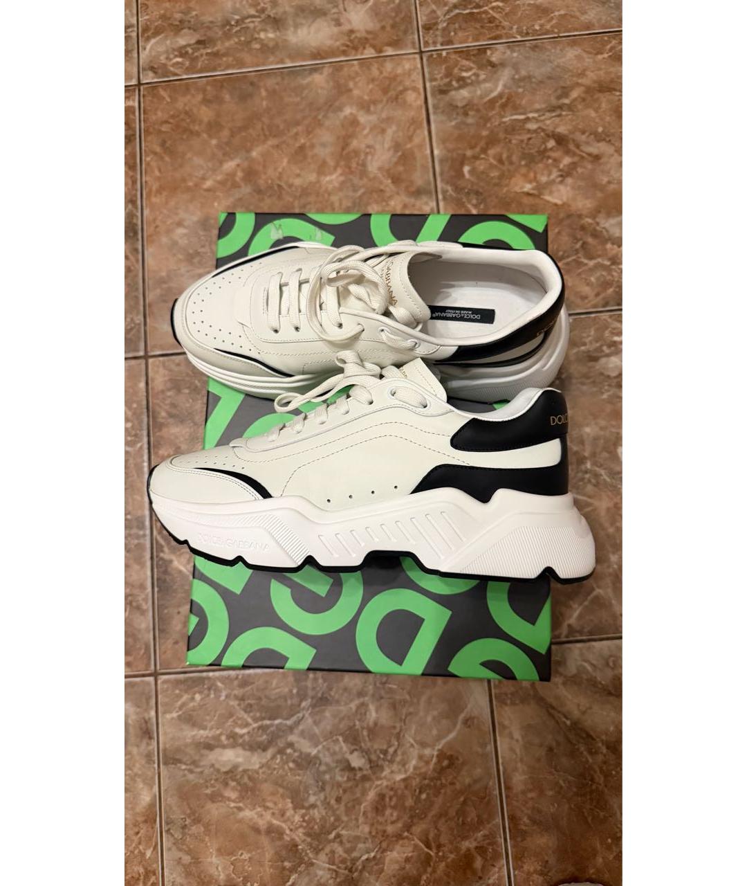 DOLCE&GABBANA Белые кожаные низкие кроссовки / кеды, фото 5