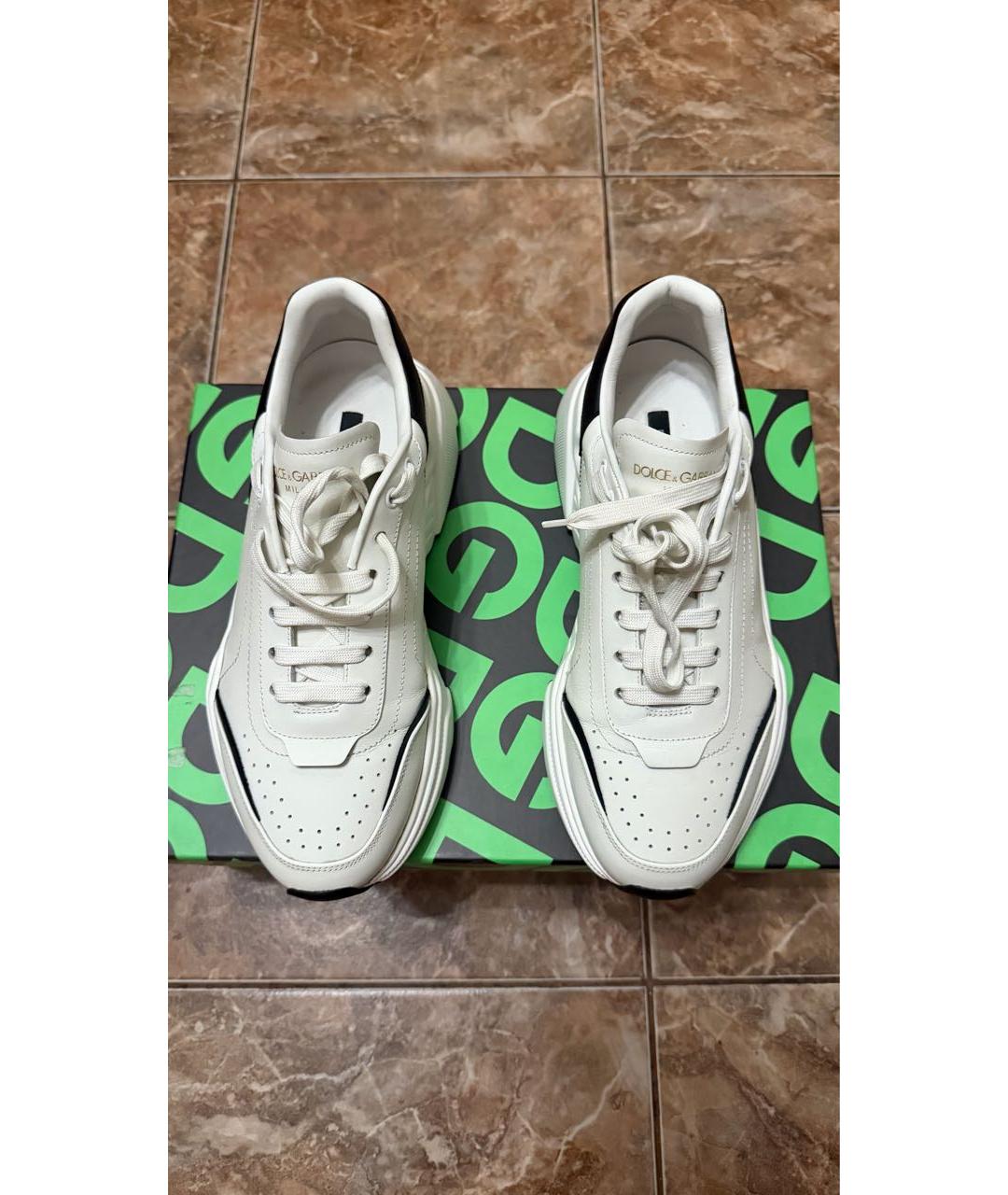 DOLCE&GABBANA Белые кожаные низкие кроссовки / кеды, фото 2