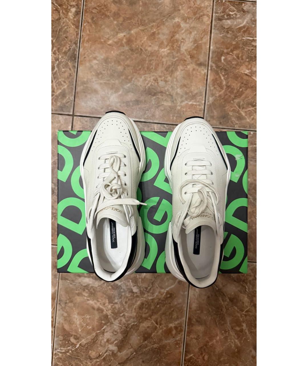 DOLCE&GABBANA Белые кожаные низкие кроссовки / кеды, фото 3