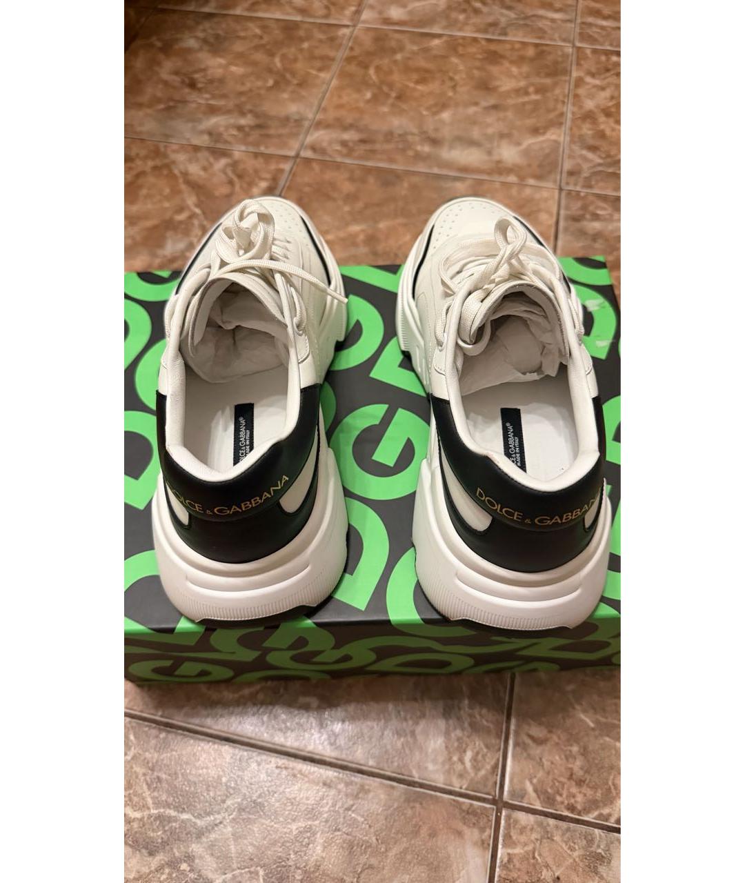 DOLCE&GABBANA Белые кожаные низкие кроссовки / кеды, фото 4