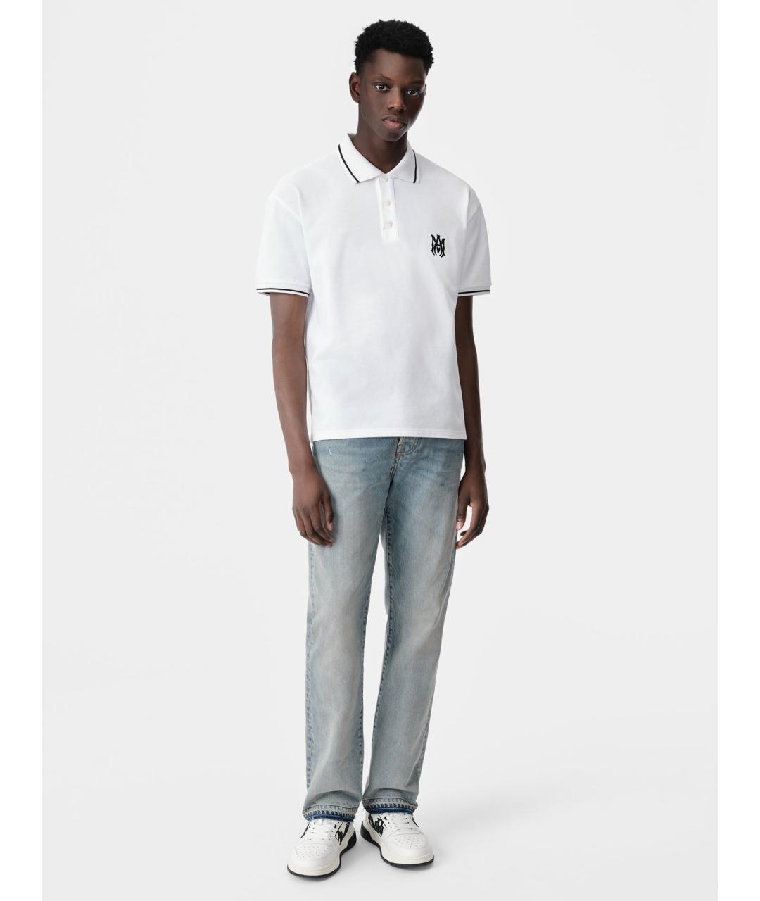 AMIRI Белое хлопковое поло с коротким рукавом, фото 2