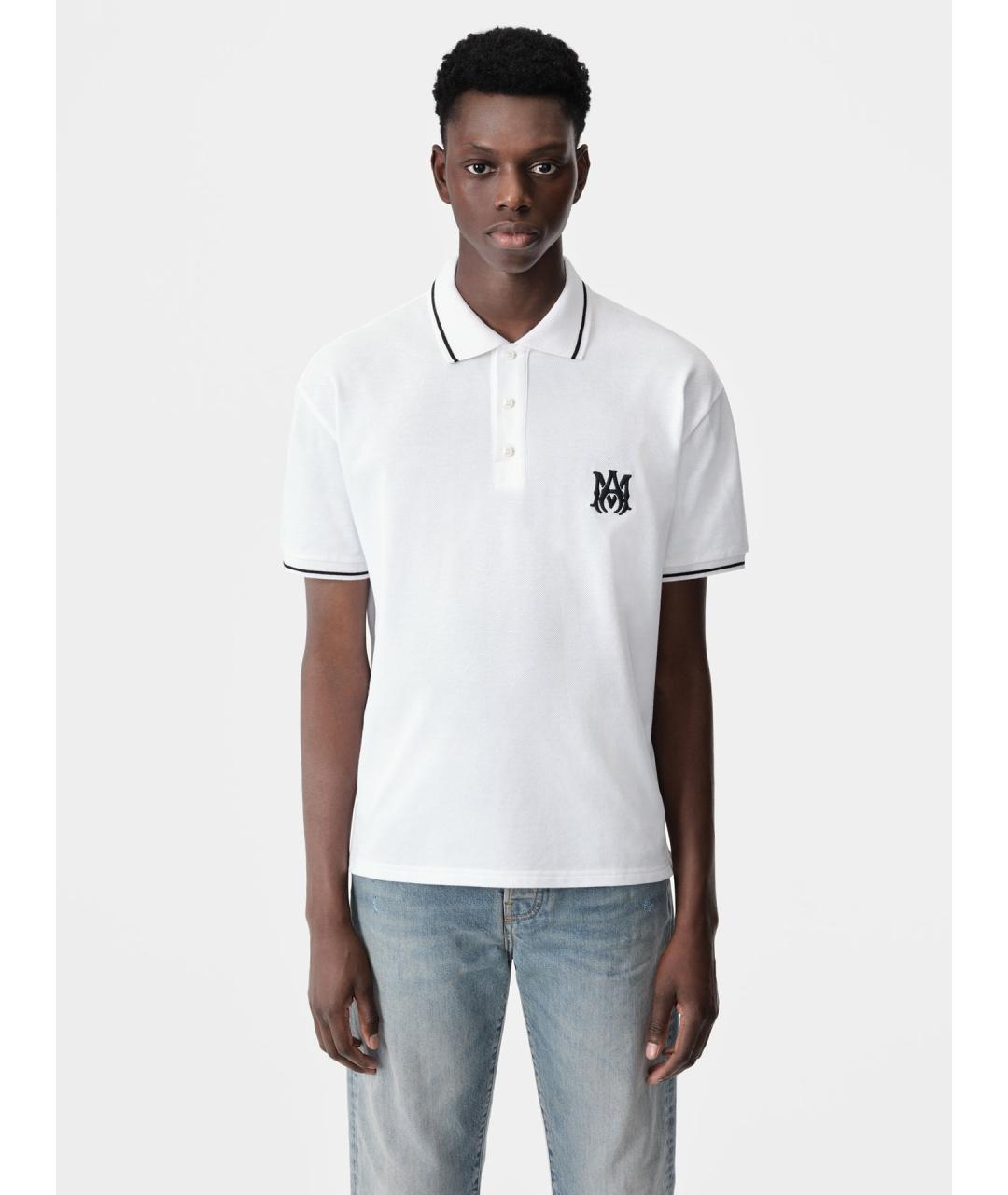 AMIRI Белое хлопковое поло с коротким рукавом, фото 3