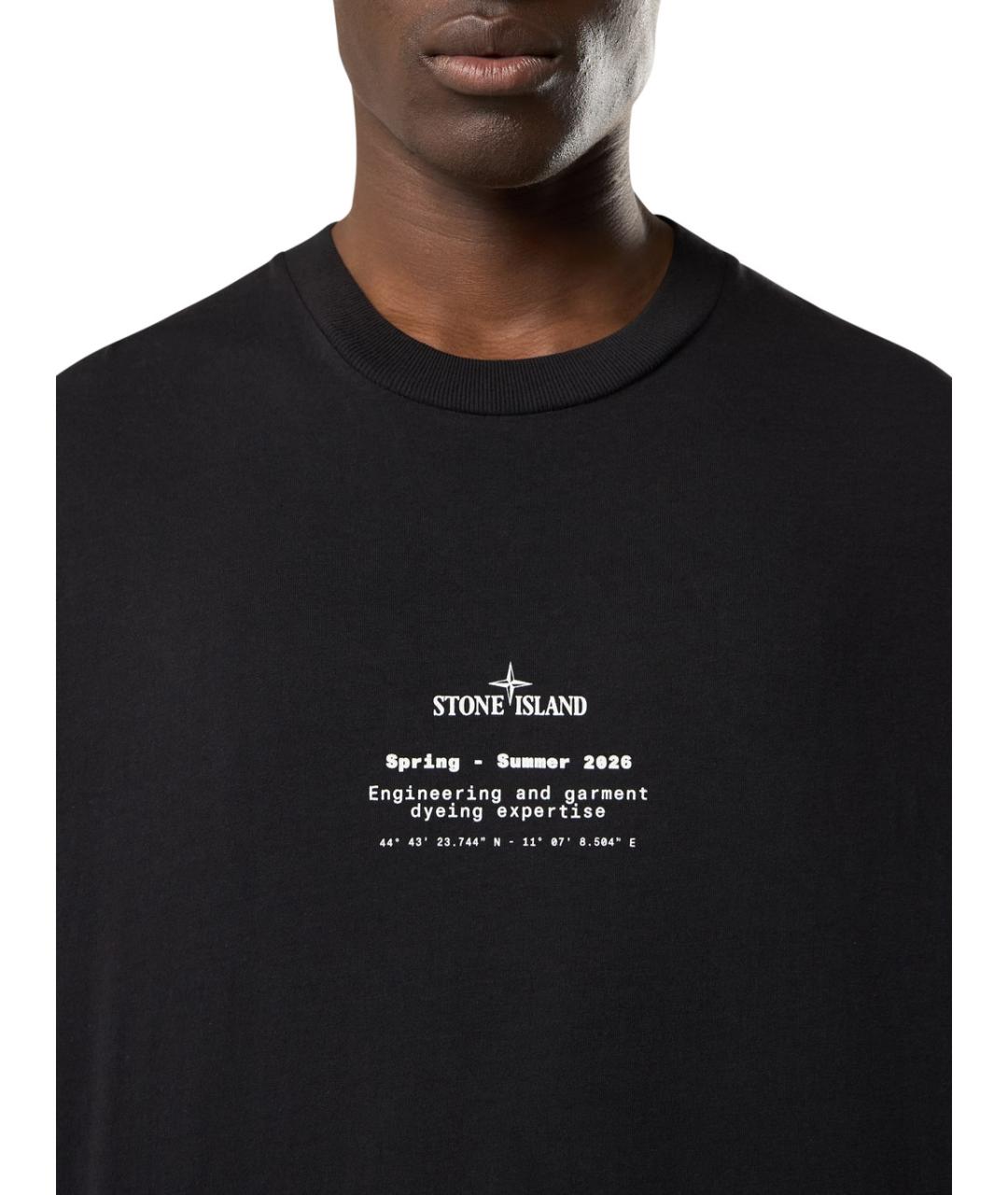 STONE ISLAND Черная хлопковая футболка, фото 3