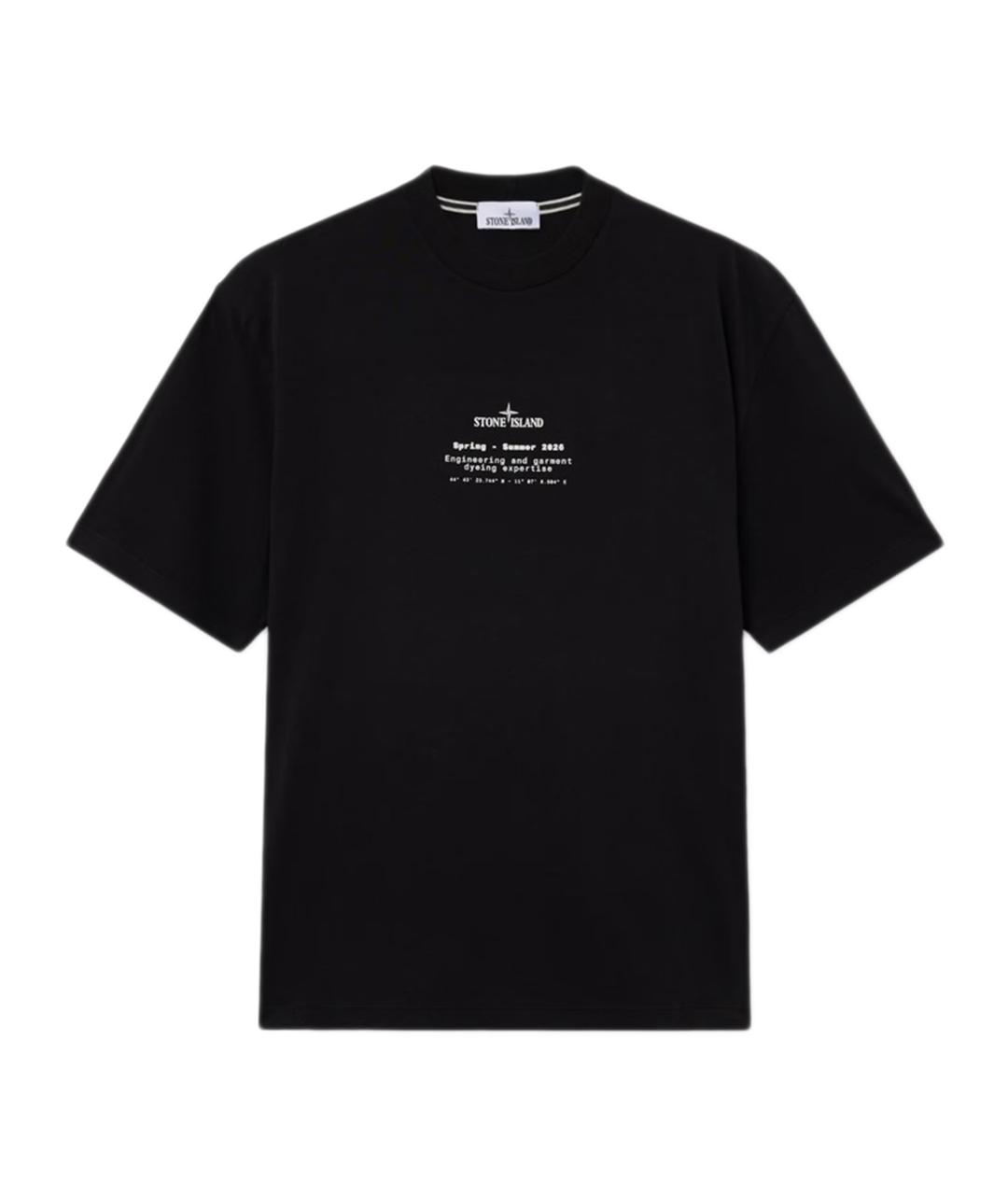 STONE ISLAND Черная хлопковая футболка, фото 1